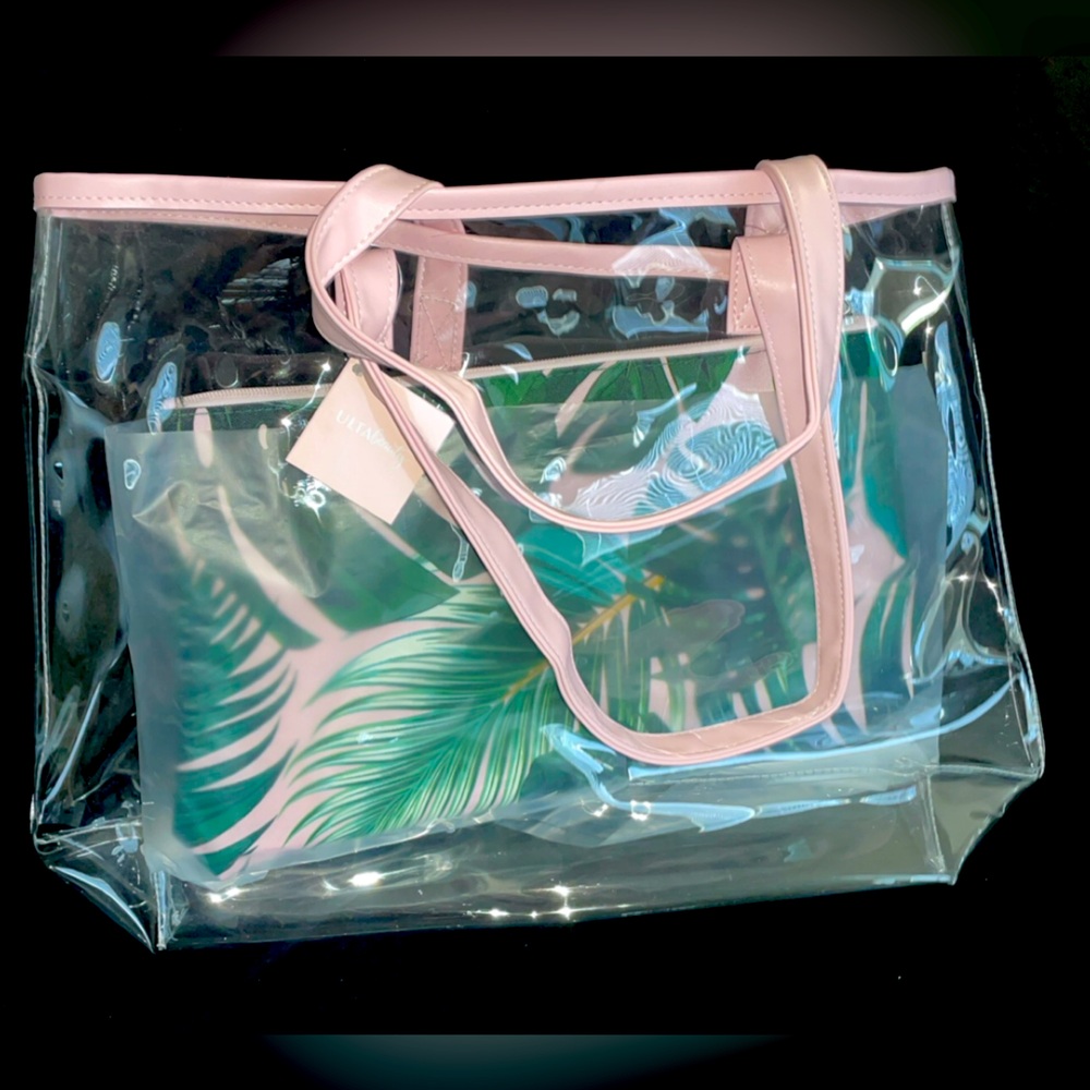 Clear tote w/ mini tropical tote inside